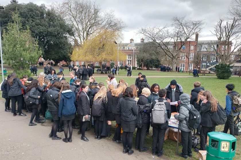 Students at WBD book sale